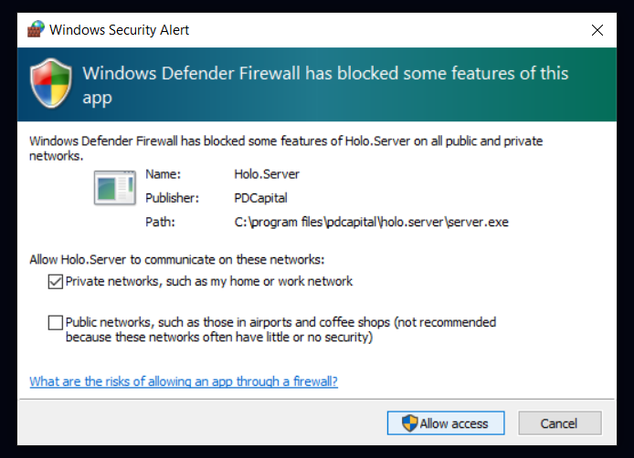 Concedi autorizzazioni del firewall